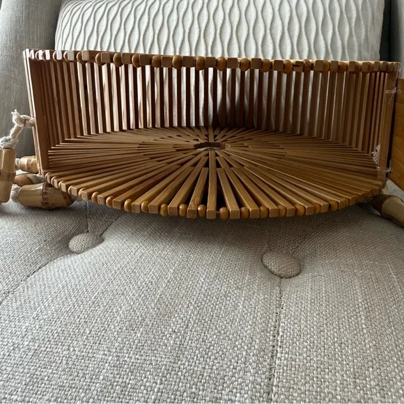 Bamboo Circular Ark Bag - Bohemian Woven Shoulder Purse - Picture 5 of 5